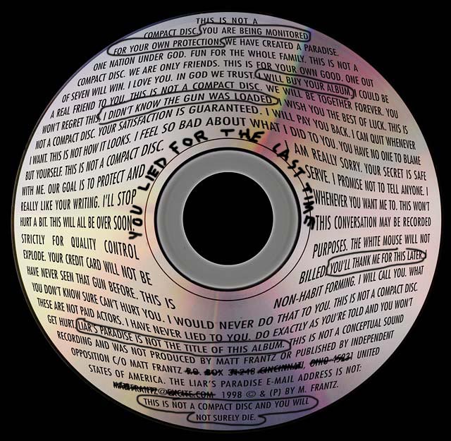 marked up liars paradise disc label 1998